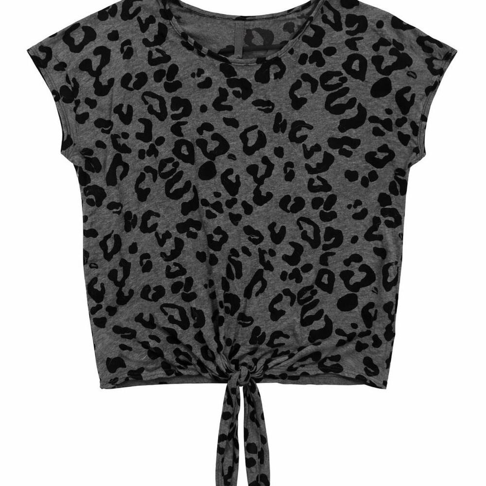 Y2k leopard print tie front top baddie‎